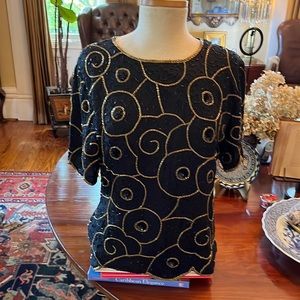 Vintage 80s 90s Stenay Beaded Top